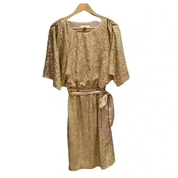 COLDWATER CREEK GOLD SEQUIN DRESS SIZE 8 - Picture 1 of 5